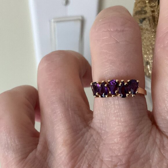 14k solid gold and amethyst ring - Picture 3 of 8
